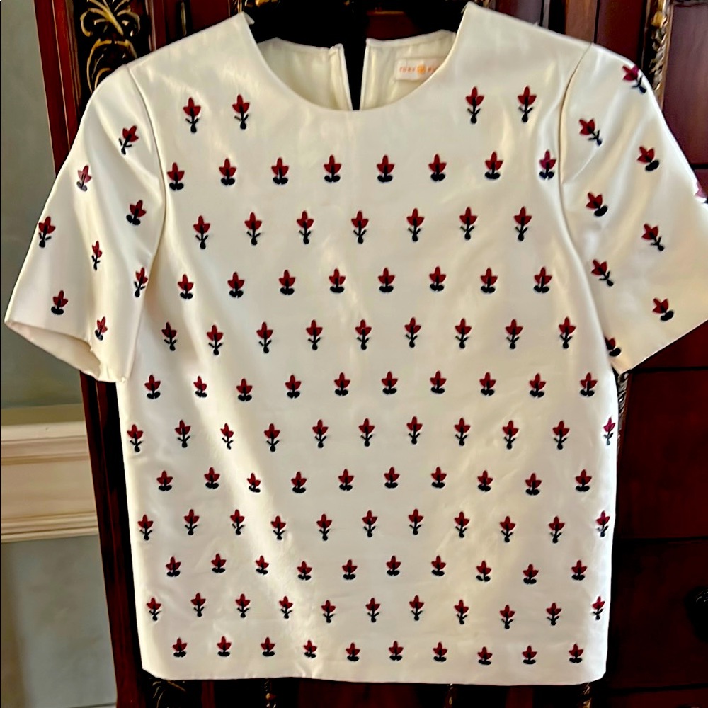 White Floral Patterned Top